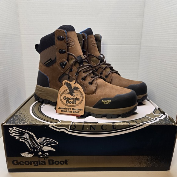 NWT Georgia Boots Mens 9M Blue Collar Ergo Safety Toe Waterproof‎ Work Hiking